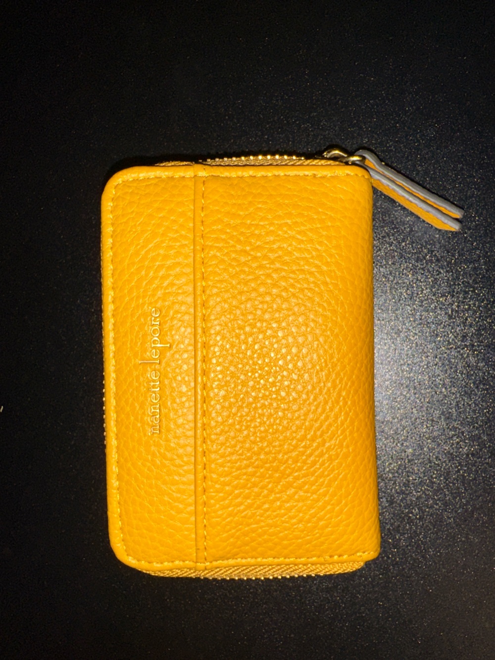 Nafette Lepore Yellow Pebbled Leather Zip Wallet